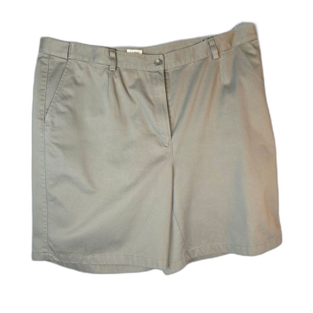 LL Bean Original Fit Chino Shorts Olive Green 20W Cotton Comfort Waist 9 Inseam